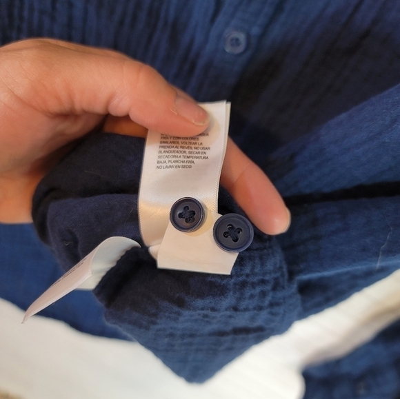 LUCKY BRAND DARK BLUE CRINKLE BUTTON DOWN, SZ XL - Picture 10 of 14